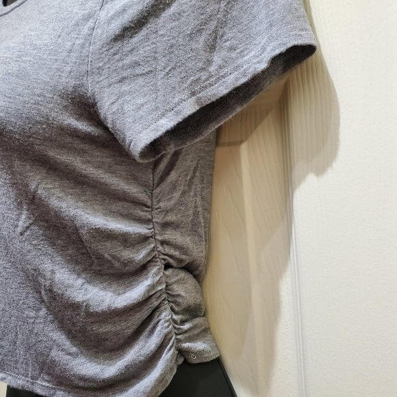ANTISTAR Gray Side Ruching Crop Top, Large - Picture 3 of 9